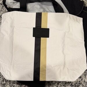 ALOHA Collection White Tote with Black and Gold Accent